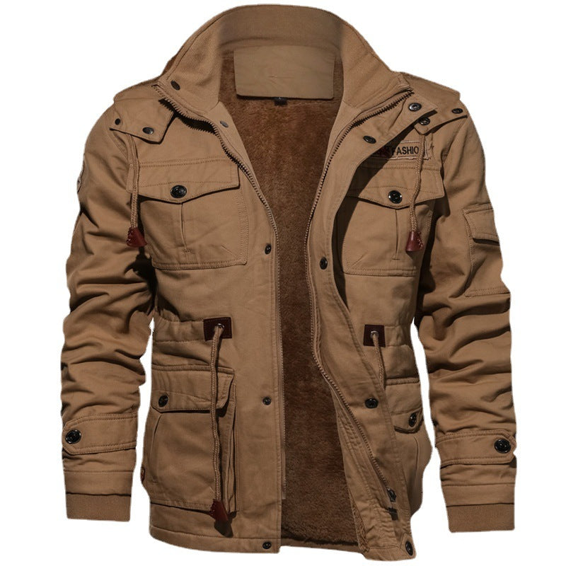 Herren urbaner Thermo-Canvasparka mit durchgehendem Plüschfutter und Utility‑Taschen Echo Archiv