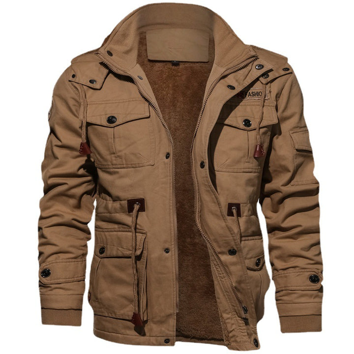 Herren urbaner Thermo-Canvasparka mit durchgehendem Plüschfutter und Utility‑Taschen Echo Archiv