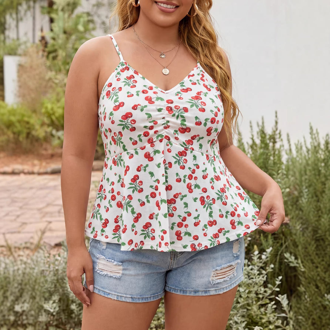Damen, luftiges Blumenshirt mit Spaghettiträgern Echo Archiv