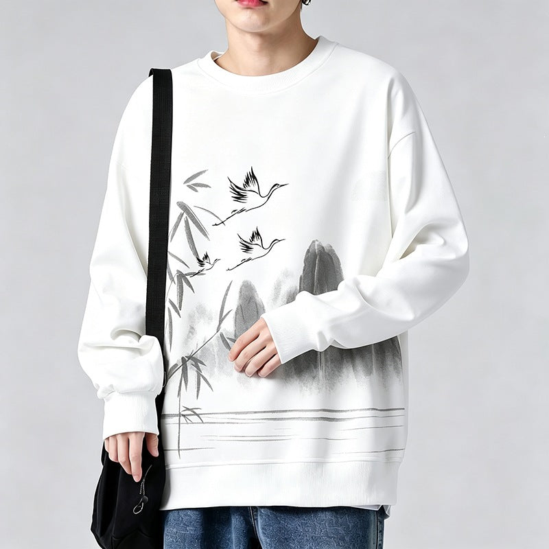 Unisex Oversize‑Sweatshirt mit Pinsel‑Print & geripptem Saum Echoarchiv