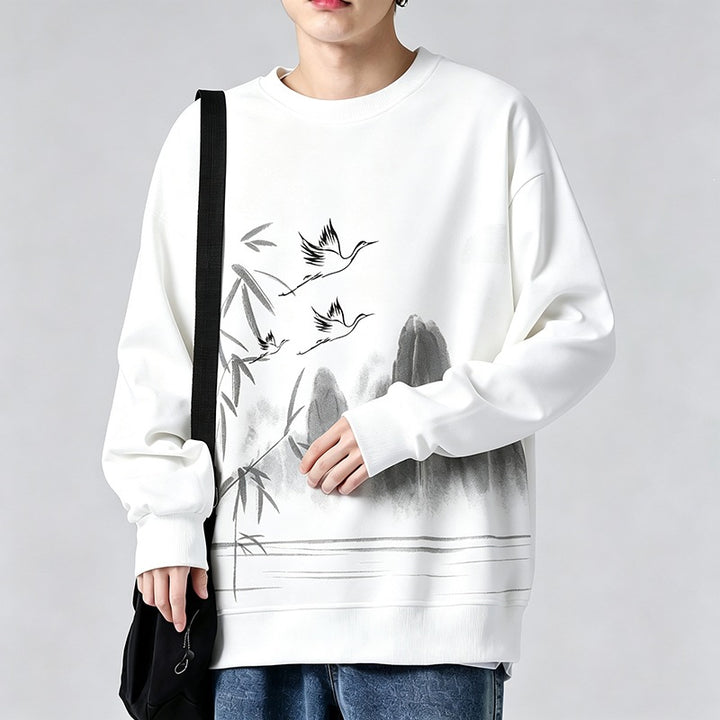 Unisex Oversize‑Sweatshirt mit Pinsel‑Print & geripptem Saum Echoarchiv
