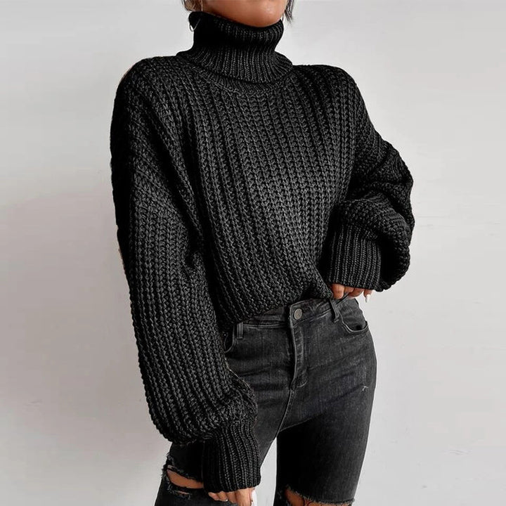 Damen nan grober Rollkragenpullover mit Oversize-Ärmeln und gerippten Bündchen Echo Archiv