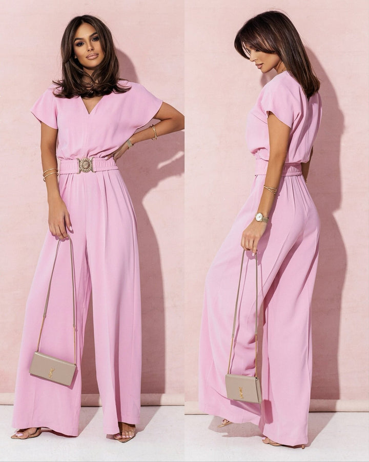 Damen Jumpsuit mit weitem Bein und trendigem Gürtel Echoarchiv