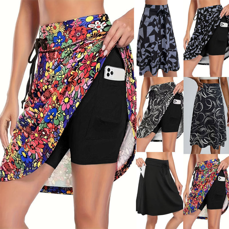 Damen High-Waist Sportrock mit integriertem Shorts und praktischen Taschen Echoarchiv