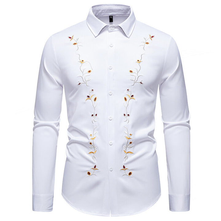 Herren Langarmhemd mit floralen Stickereien Echoarchiv