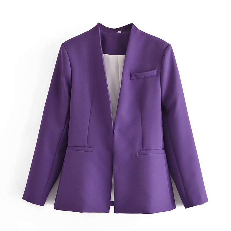 Damen Taillierter Blazer ohne Revers mit offener Front und Paspeltaschen Echo Archiv