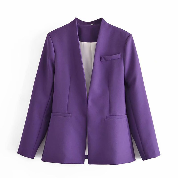 Damen Taillierter Blazer ohne Revers mit offener Front und Paspeltaschen Echo Archiv