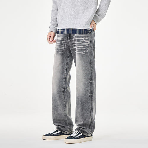 Herren Weit geschnittene Vintage-Denim-Jeans mit low-rise, Whisker‑Effekt und relaxed Bein Echo Archiv