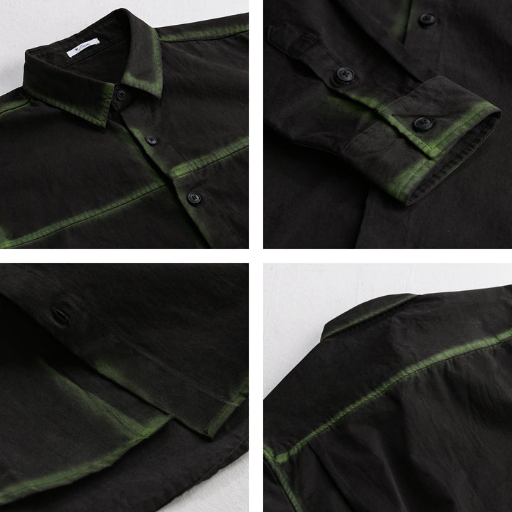 Herren Hemdjacke im Oversize-Stil mit verwaschenen Kanten und klassischem Kentkragen Echoarchiv