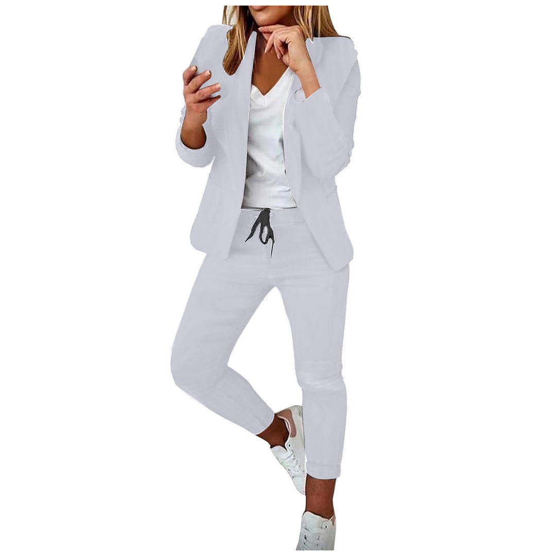 Damen nan lässiges Hosenanzug-Set mit Joggerhose, Kordelzug und tailliertem Blazer Echo Archiv