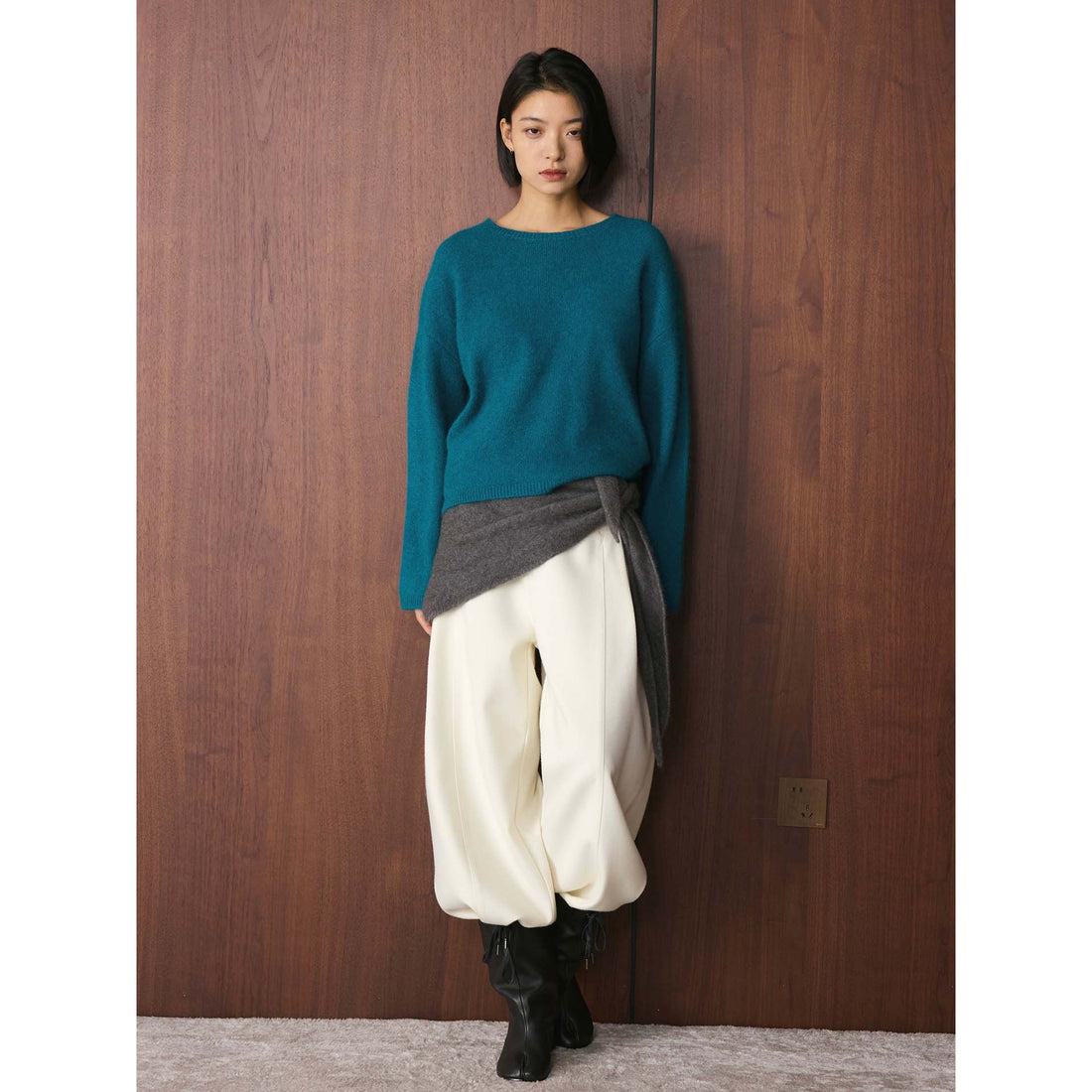 Damen Oversize-Feinstrickpullover mit voluminösem Schlauchkragen und weiter Silhouette Echoarchiv