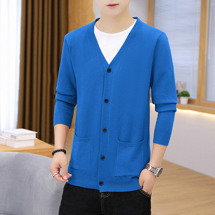 Herren eleganter leichter Strickcardigan mit Taschen Echoarchiv