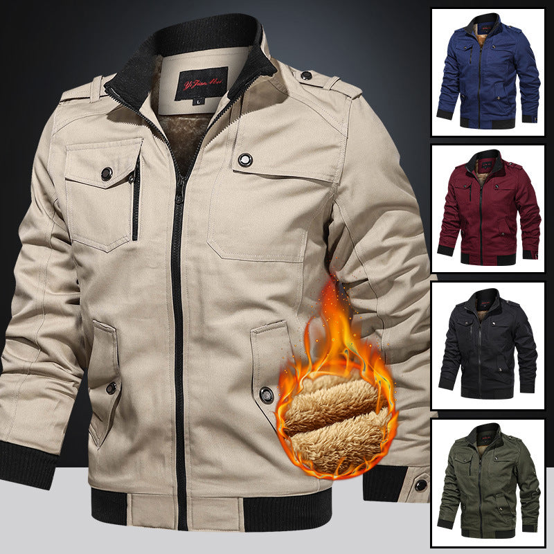 Herren nan gefütterte Utility-Bomberjacke mit Teddyfutter, Schulterpatten und multifunktionalen Taschen Echo Archiv