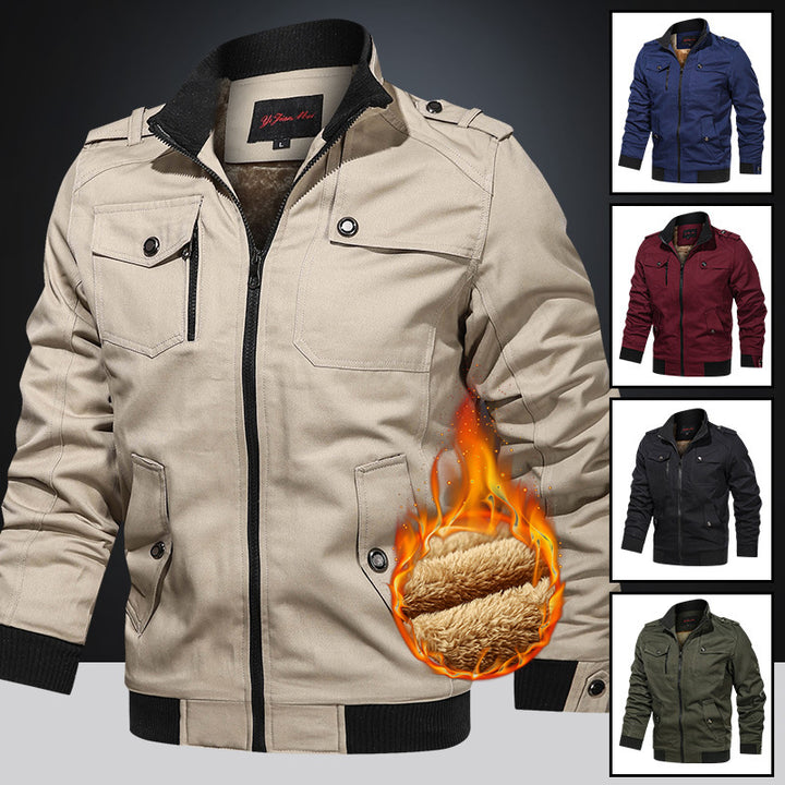 Herren nan gefütterte Utility-Bomberjacke mit Teddyfutter, Schulterpatten und multifunktionalen Taschen Echo Archiv
