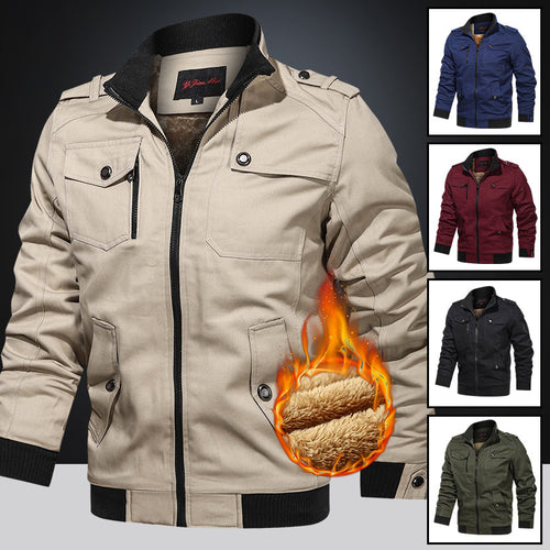 Herren nan gefütterte Utility-Bomberjacke mit Teddyfutter, Schulterpatten und multifunktionalen Taschen Echo Archiv