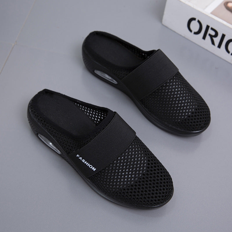 Damen Halbschuh-Slipper mit atmungsaktivem Strickobermaterial, elastischem Mittelfußriemen und Dämpfungssohle – Lioré