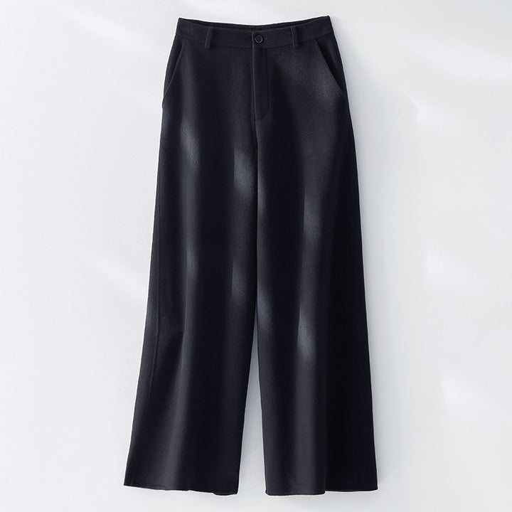 Damen Weite Wollhose mit hohem Bund und Taschen Echoarchiv