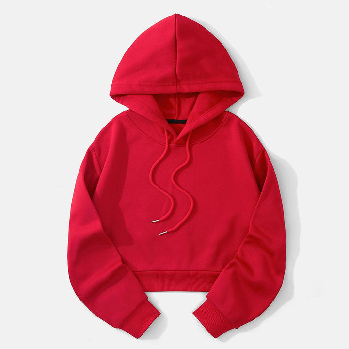 Damen nan cropped Kapuzenpullover mit weichem Fleece‑Innenfutter und elastischem Rippbund Echo Archiv