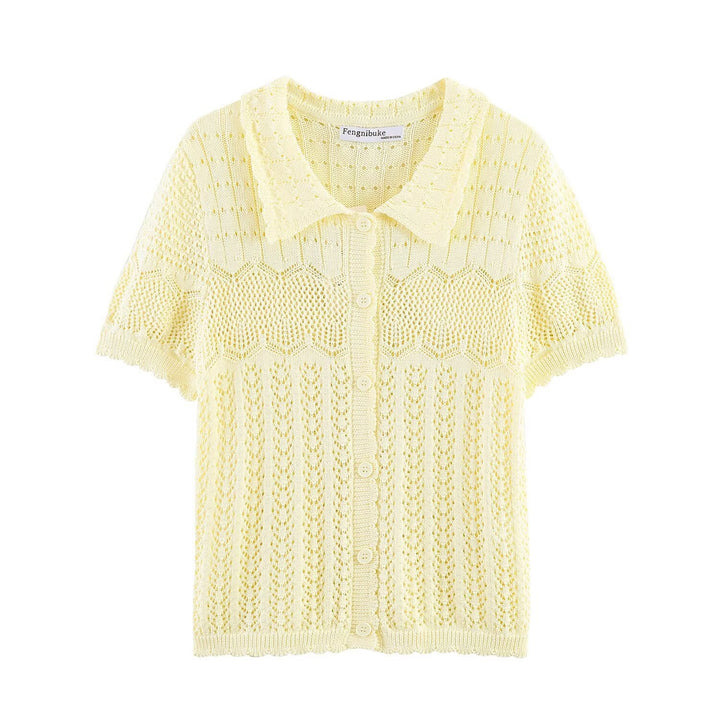 Damen luftige Strickjacke mit feinen Lochmustern und knöpfbarem Design Echo Archiv
