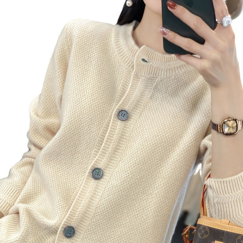 Damen Strukturierter Feinstrick-Cardigan mit kaschmirähnlicher Haptik, durchgehender Knopfleiste und kastiger Oversize‑Passform Echoarchiv