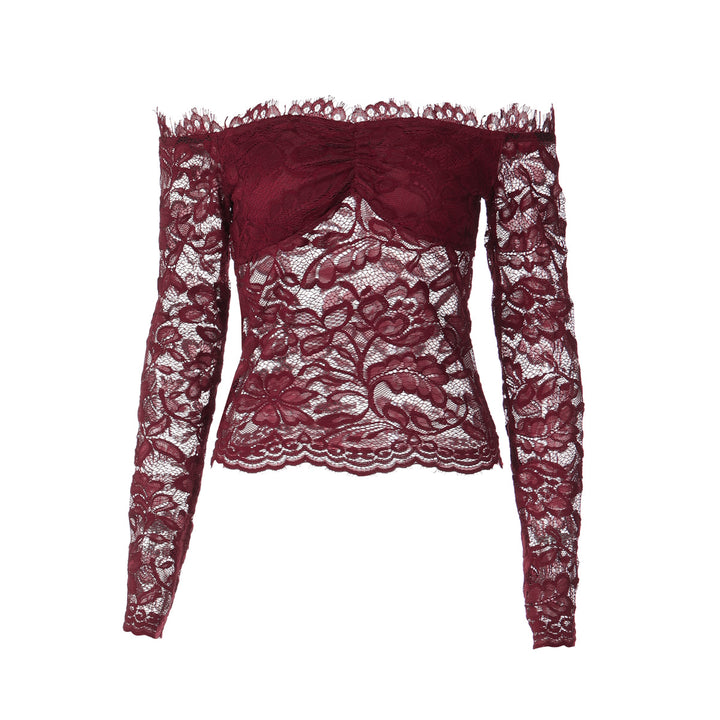 Damen Spitzencrop-Top mit Off-Shoulder Design und Rüschendetails Echo Archiv