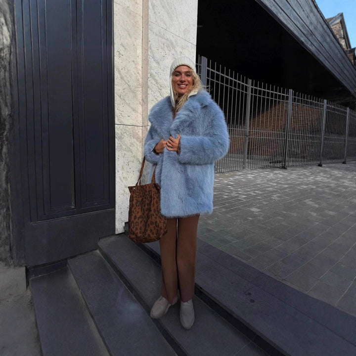 Damen Kurzer luxuriöser Kunstpelzmantel mit voluminösem Schalkragen und Boxy‑Silhouette Echo Archiv