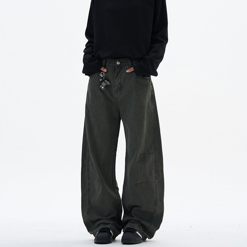 Damen Weite hochtaillierte Canvas-Hose mit elastischem Rückbund und Utility-Nähten Echo Archiv
