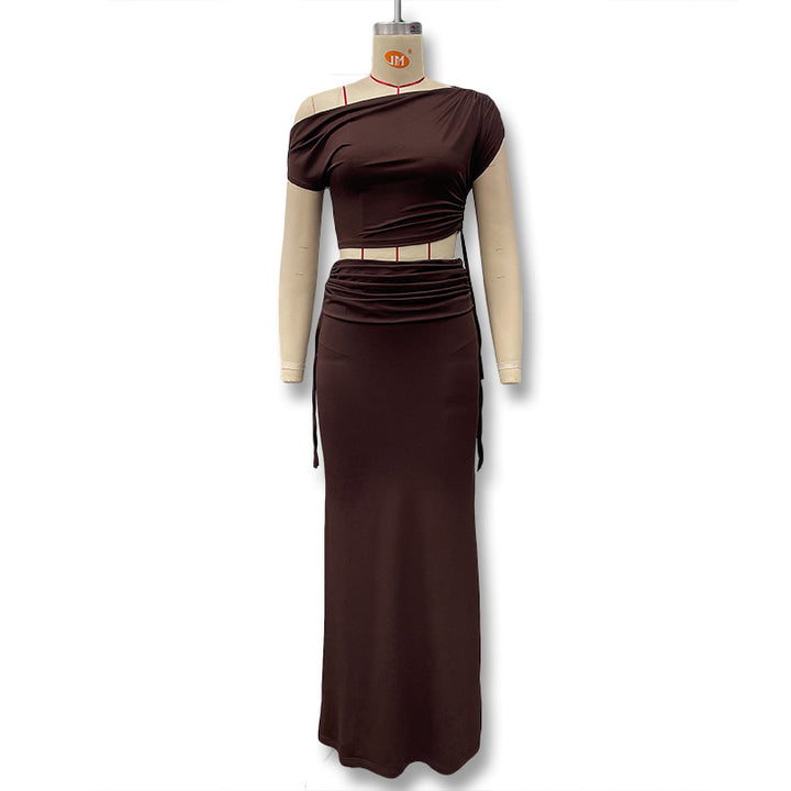 Damen Langarm-Maxikleid mit asymmetrischem Schnitt und elegantem Oberteil Echo Archiv