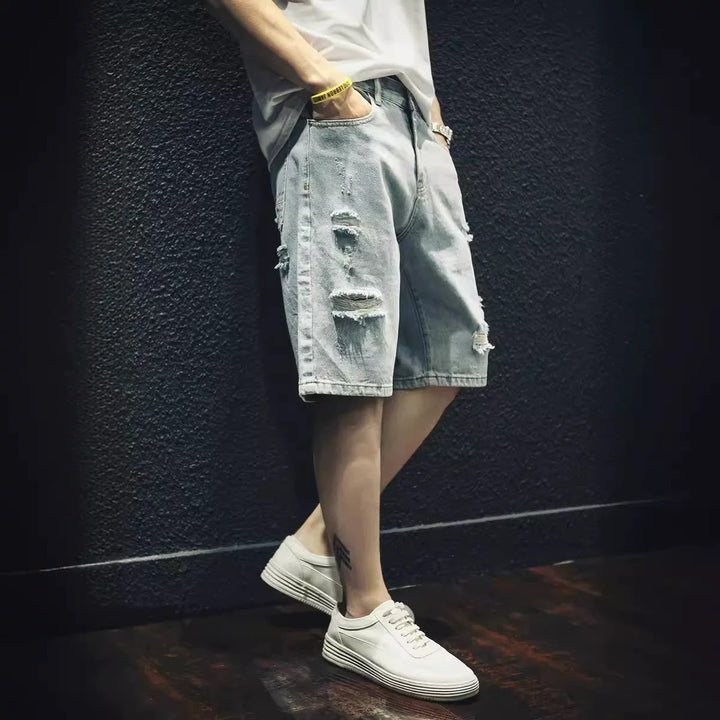 Herren lässige Destroyed Denim-Shorts mit modernen Details und bequemer Passform Echoarchiv