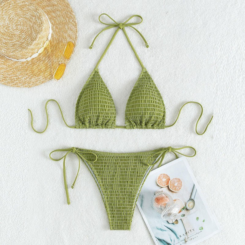 Damen Triangel-Bikini mit feinen Raffung und seitlichen Bindebändern Echo Archiv