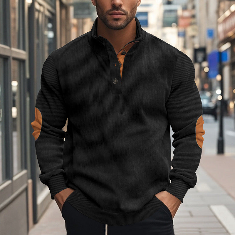 Herren Modischer Pullover mit Stehkragen und Kontrastakzenten Echoarchiv