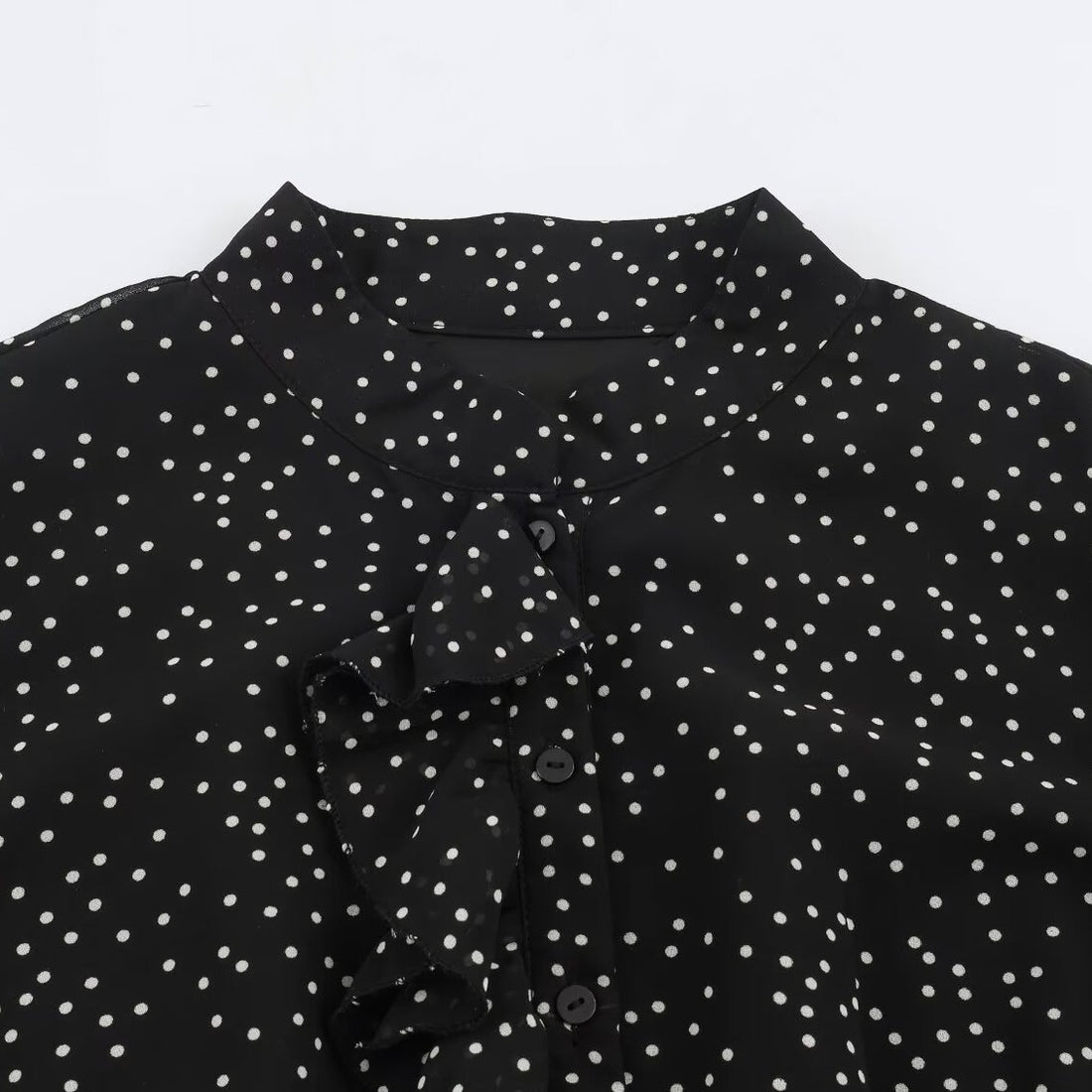 Damen Midikleid mit Rüschenfront, Stehkragen und ausgestelltem A-Linien‑Rock Echoarchiv