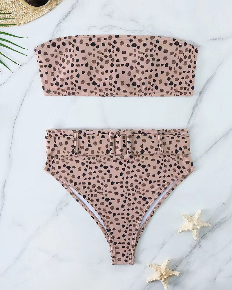 Damen Bandeau-Bikini-Set mit hoch taillierter Hose und trendigem Gürteldetail Echo Archiv