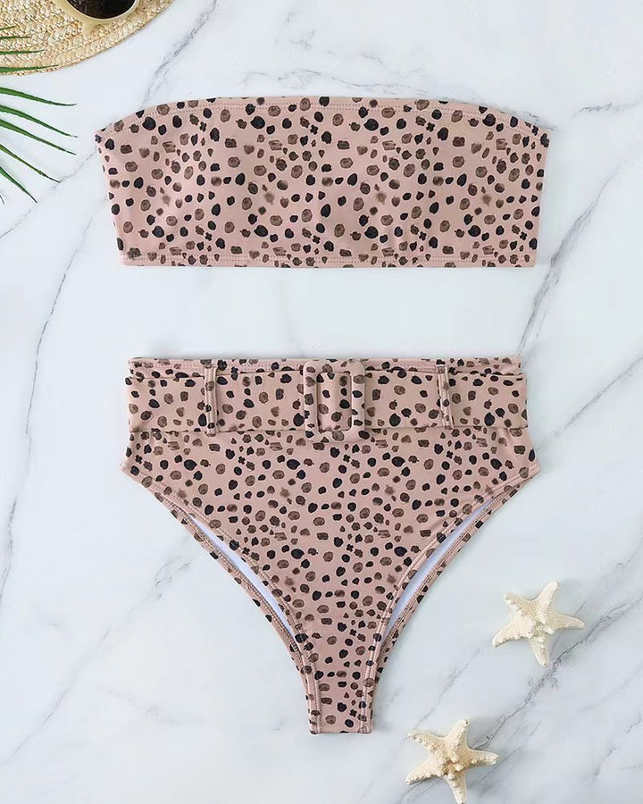 Damen Bandeau-Bikini-Set mit hoch taillierter Hose und trendigem Gürteldetail Echo Archiv