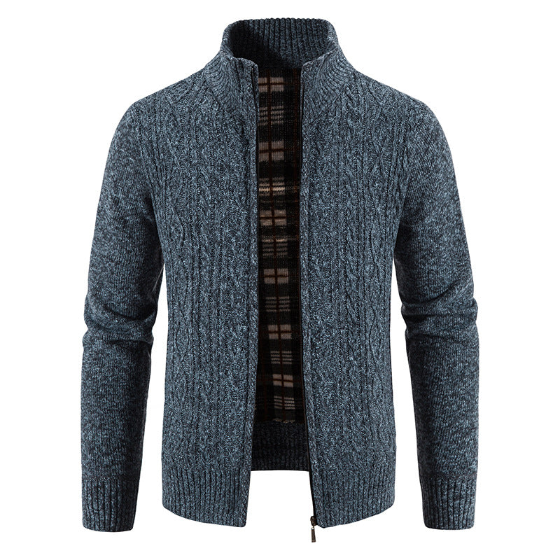 Herren Strickjacke mit hochschließendem Kragen und strukturiertem Design Echoarchiv