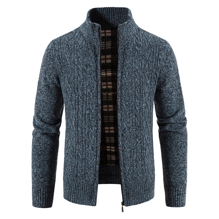 Herren Strickjacke mit hochschließendem Kragen und strukturiertem Design Echoarchiv