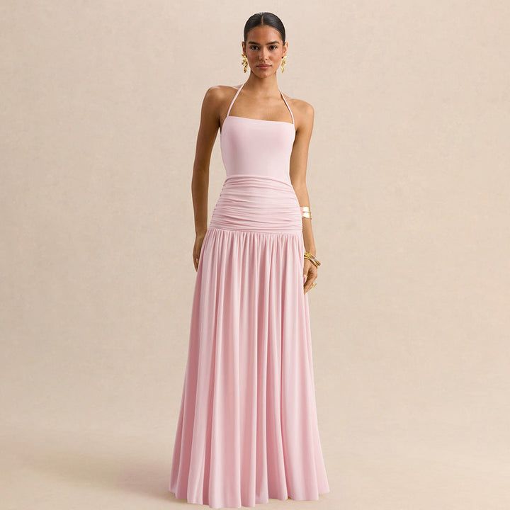Damen Maxikleid mit Raffungen und schulterfreiem Design Echoarchiv