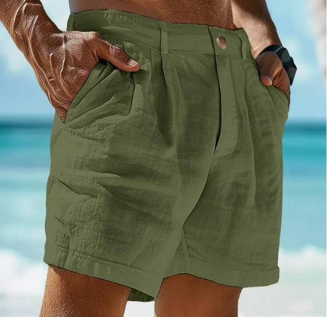 Herren elegante Freizeitshorts aus atmungsaktivem Leinenmix mit praktischen Taschen Echoarchiv