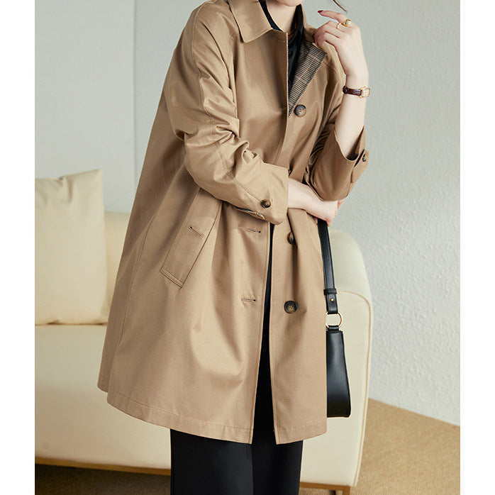 Damen Modische Trenchjacke mit stilvollem Kragen und praktischen Taschen Echoarchiv
