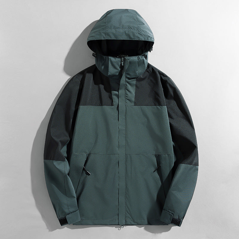 Herren Colorblock Wind- und Wasserabweisende Kapuzenjacke mit atmungsaktiver Softshell-Membran Echoarchiv