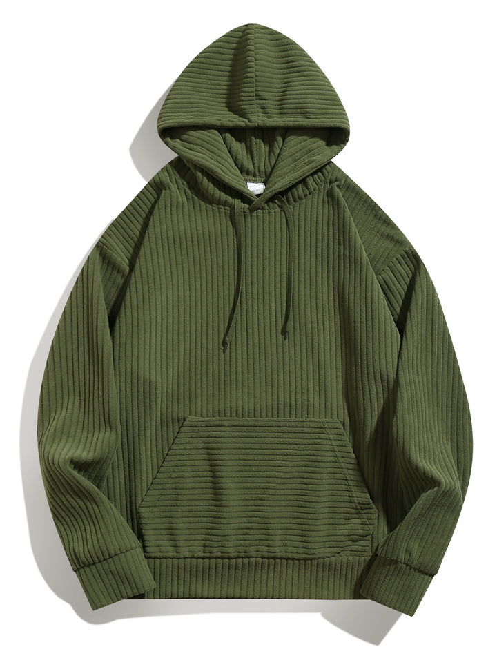 Herren lässiger Kapuzenpullover mit geripptem Design und praktischen Taschen Echoarchiv