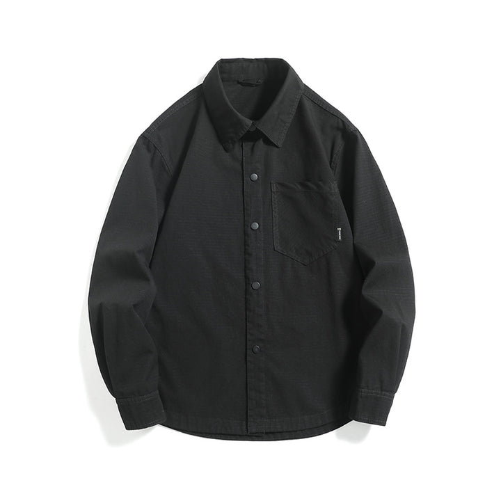 Herren Ripstop-Overshirt mit Druckknopfleiste, geradem Schnitt und Brusttasche Echoarchiv