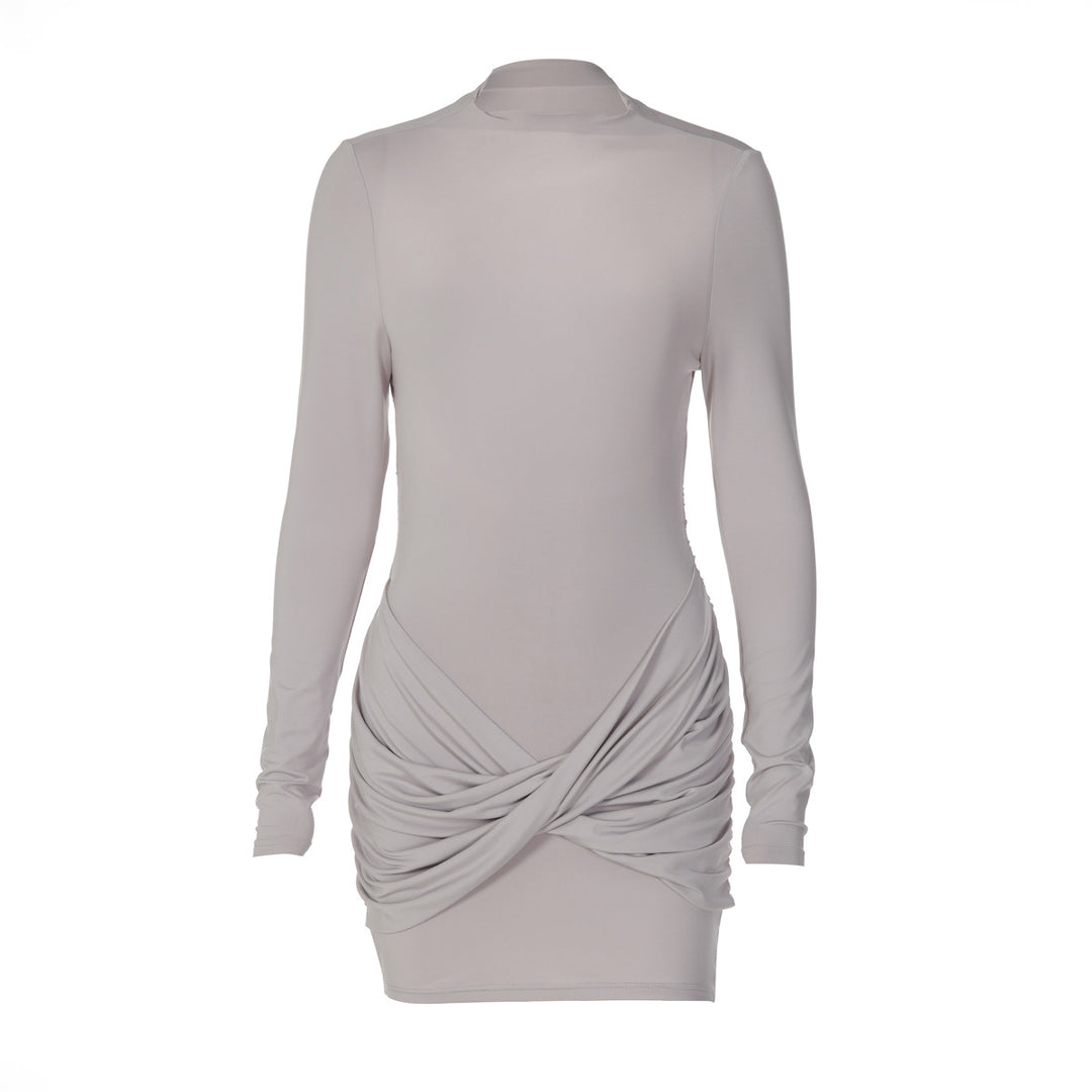 Damen figurbetontes Minikleid mit Rundhalsausschnitt und Raffung Echo Archiv