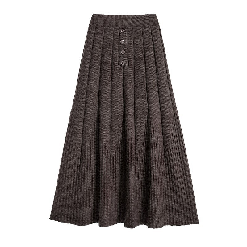 Damen Eleganter Plissee-Rock mit Knopfdetails Echo Archiv