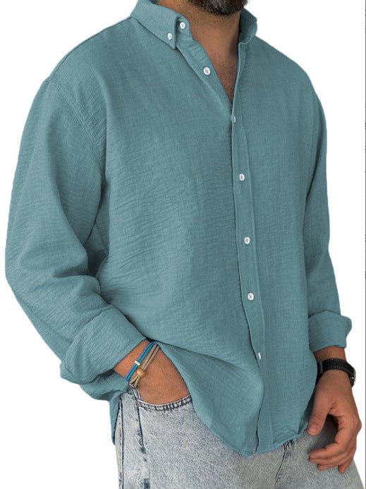 Herren nan leichtes Baumwoll-Leinen-Hemd mit Button-Down-Kragen und entspannter Relaxed-Fit Echo Archiv
