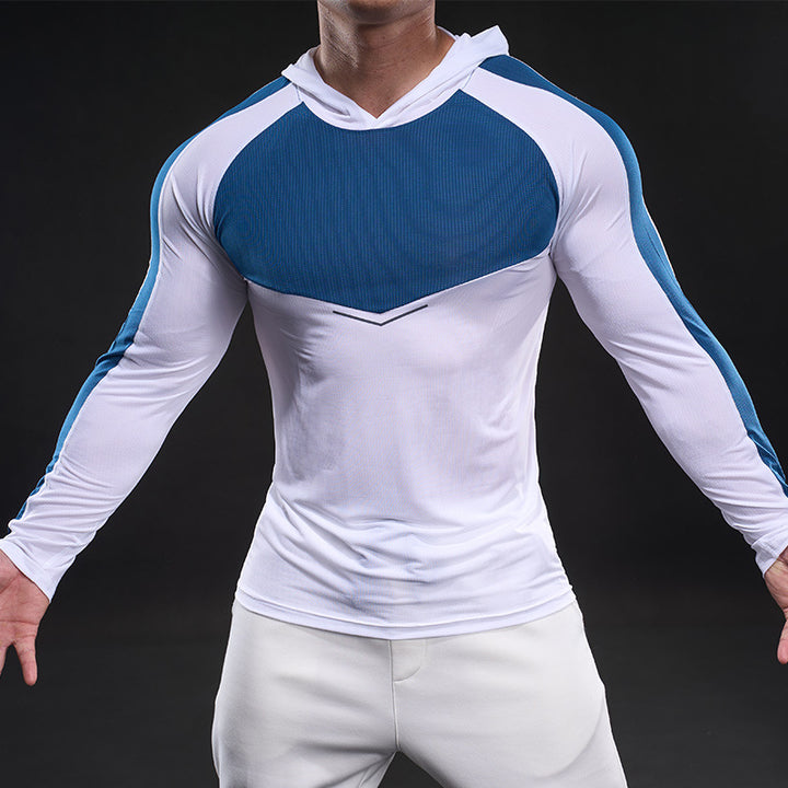 Herren sportliches Langarm-Funktionsshirt mit Kapuze und atmungsaktivem Design Echoarchiv