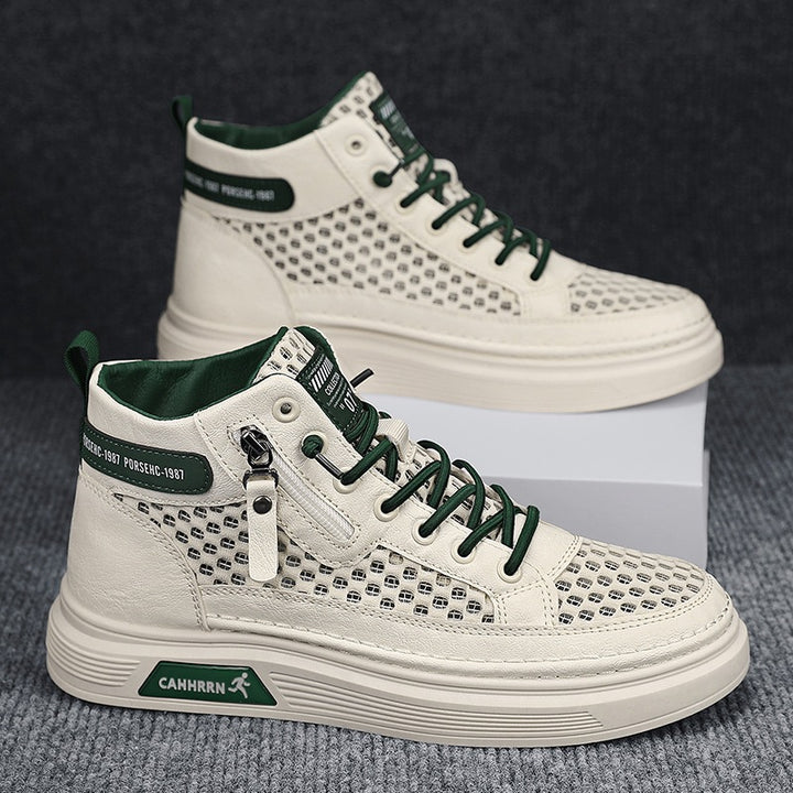 Herren High-Top Sneaker mit luftiger Mesh-Perforation, seitlichem Reißverschluss und dicker Profilsohle Echoarchiv