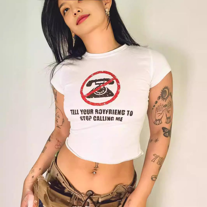 Damen Crop-T-Shirt mit Ihrem kreativen Spruch Echo Archiv