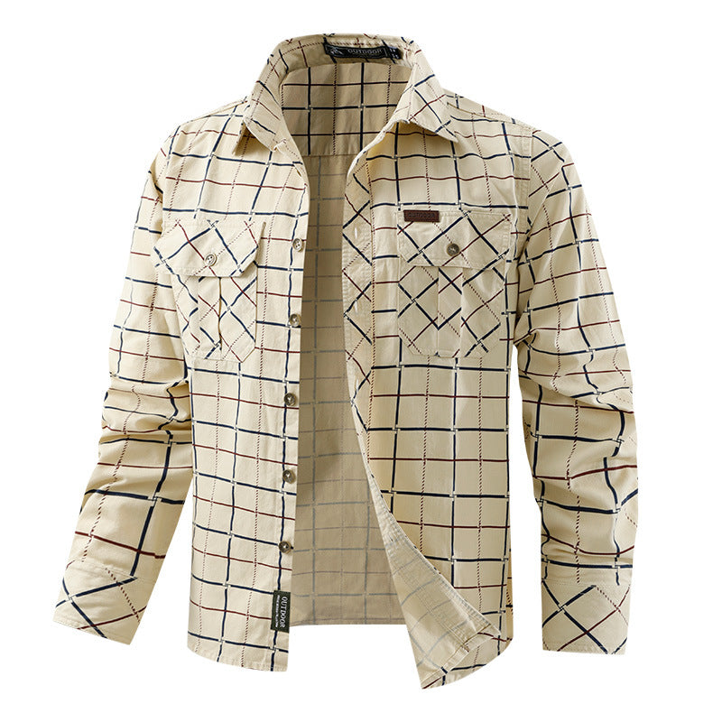 Herren nan kariertes Overshirt mit leichtem Thermofutter und doppelten Klappbrusttaschen Echo Archiv