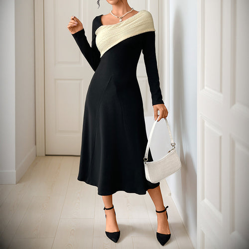 Damen Asymmetrisches Midikleid mit One-Shoulder-Strickdetail und figurbetontem Fall Echoarchiv